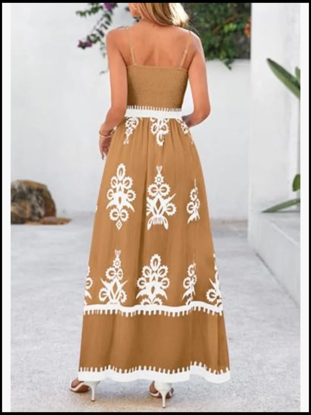 Spaghetti Strap Maxi Dress with Pockets, Smocked Bodice, Flowy A-Line - Picture 2 of 7